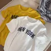 2026 Nueva Camiseta de Manga Corta Estilo Coreano Retro Estilo Urbano con Estampado de Letras Inglesas para Mujer con Letras Grandes Cuello Redondo Top de Manga Corta
