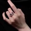 Anillo de apertura con mariposa y diamantes incrustados, estilo Joker, estilo moderno y elegante, para mujer.