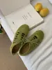 Novos Sapatos de Ballet Vazados Retro de Couro Genuíno de Verão para Mulheres, Bico Redondo com Cadarço Planos Casuais Versáteis Sapatos de Treinamento Alemães