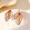 Ganchos de oreja con alas de cigarra Pendientes de mariposa de moda Elegantes Super Hada Pendientes de alta gama Pendientes de alas de color degradado para mujer