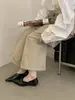 Sapatilhas Femininas 2026 Primavera e Outono Novo Estilo Bico Quadrado Boca Rasa Mocassins Moda Franzido Salto Baixo Sapatos Anabela Casuais para Mulheres