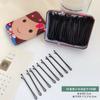 Horquilla negra de un solo personaje, horquilla sencilla, flequillo lateral atrevido para niña, pinza para el cabello, pinza para el cabello rota fija, accesorio para la cabeza
