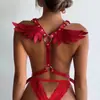 Arnés de Pecho Alado de Ángel de Cuero Sintético Negro para Mujer Talla Estándar con Anillo O, Accesorio de Disfraz Gótico Punk Cosplay