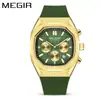 Reloj Megel Megir para Hombre Multifuncional Cronógrafo Calendario Cuadrado Moda Deportes Reloj de Examen para Hombre 2215