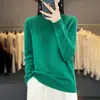 Suéter de tricô paraquedas com gola semi-alta, sem costuras e confortável, design de gola único, versátil para o outono e inverno no trajeto para o trabalho