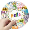 50 Adesivos de Olá para Cumprimentos, Comunicação Polida, Decoração de Grafite, Capa de Celular e Adesivos para Garrafa de Água