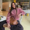 Comercio Exterior Transfronterizo Ropa de Mujer Estilo Europeo y Americano Za Aliexpress Venta Caliente Cuello Alto Patchwork Cuello de Cuero Chaqueta Corta de Pana