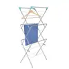 Estante Plegable de Tres Capas para Secar Ropa sin Instalación Transfronterizo, Estante de Piso para Toallas de Balcón, Estante de Secado Plegable y Retráctil de Tubo de Acero