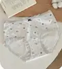 Ropa Interior de Algodón para Bebé Niña Clase A Estilo Escolar Estampado de Oso de Dibujos Animados Ribete de Encaje Algodón Puro Transpirable Calzones para Niña