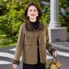 Abrigo de Lana de Otoño Moda Estilo Corto Ropa para Mujeres de Mediana Edad 2026 Nuevo Estilo Cárdigan Petite Abrigo Elegante Holgado