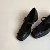 Em Estoque, Envia Imediatamente! Sapatos Femininos Versáteis para Trabalho Estilo Retro Francês Bico Quadrado Tira Rasa Laço Salto Grosso