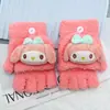 Guantes de invierno cálidos lindos nuevos de dibujos animados con tapa de medio dedo de terciopelo engrosado de punto para estudiante mujer equitación al aire libre a prueba de frío