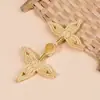 Hebilla de Cheongsam Hilo Dorado Hoja de Trébol Hebilla de Tela Hecha a Mano Hebilla de Hoja de Arce Nueva Chinoiserie Estilo Nacional Botón Dinastía Han Traje Tang Accesorios Decorativos