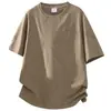 26 Camiseta Suelta de Cuello Redondo para Hombre Tallas Grandes Estilo Nuevo Verano Transpirable Sensación Fresca Top Casual Versátil Jacquard Manga Corta