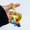 Chaveiro de sino arco-íris de bloco de montar, rosa, acessório decorativo para bolsas, chaveiro de carro, presente criativo, presente de formatura