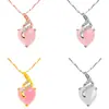 Uma Variedade de Novos Colares de Prata para Mulheres, Pingentes Criativos de Pedra Hibisco, Correntes para Clavícula de Cristal Rosa em Formato de Coração, Ouro Rosê