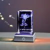 Ornamento de Rosa de Cristal Luminoso Criativo Esculpido em 3D para Meninas Namorada Presente de Aniversário Romântico