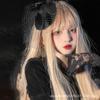 Internet Celebrity Peruca Mulheres Cabelo Longo Air Bangs Full Head Cover Estilo Coreano Temperamento Idade Redutor Penteado Preto Longo Liso Capa Peruca