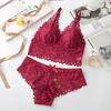 Conjunto de Sutiã Feminino Estilo Verão Respirável e Amigo da Pele Sutiã Francês Sem Aro Rendas Sexy Lingerie Conjunto de Duas Peças