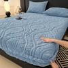 Sábana Bajera de Tafetán Engrosado tipo Gofre de Invierno Pieza Única Cálida Sencilla Protector de Colchón Cubierta de Cama Fija Todo Incluido