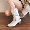 Nueva colección de otoño 2026: Botas de tacón grueso estilo francés hasta el tobillo para mujer, con diseño retro, efecto de realce de altura, estilo versátil y punta fina.