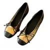Zapatos de tacón bajo estilo retro francés de piel de oveja con diseño de lazo de color bloqueado, bailarinas con suela blanda, Mary Janes