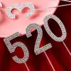 Liga de Diamante Número 0-9 Decoração de Bolo Plug-In Um Ano Casamento Menina Deusa Aniversário Brilhante Número de Diamante