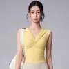 Conjunto de Shorts Deportivos de Verano con Cuello en V Cruzado, Sin Mangas, para Fitness y Running, Cintura Fruncida para Ceñir, de Manga Corta, Tiro Alto, Conjunto de Yoga