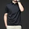 2023 jinammonia drapeado sem costura seda gelo polo Camiseta masculina de verão com lapela jovem e meia-idade casual de negócios manga curta