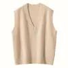 Chal de cachemira de punto con cuello en V, versátil y clásico, para mujer, Otoño/Invierno 2026, Top de punto adelgazante para principios de primavera