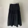 Estilo Coreano High-End Cortina de Bumbum Meia Saia Feminina Verão Nova Cintura Alta Fluida Barra Larga Linha A Longa Elegante Comute