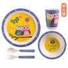Vajilla infantil creativa de fibra de bambú, plato de cena con celosía dividida, tazón de arroz para bebé, tazón de comida para bebé, juego de tenedor y cuchara