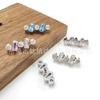 Brincos de Titânio F136 com Zircônia 5A Redondo Quadrado Unha de Lábio Liga de Titânio G23 Joia para Piercing Humano Clave de Orelha