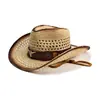 Comercio Exterior Venta al por mayor transfronteriza Sombreros de paja con estilo playero de primavera y verano, cortavientos y protectores solares para hombres y mujeres, estilo étnico, sombreros de paja estilo cowboy occidental europeo y americano