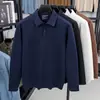 Moletom de manga comprida masculino para atacado transfronteiriço Camisa POLO 2025 primavera novo casual de negócios gola de lapela camisa básica para meia-idade