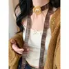 Colar Lenço de Seda Longo Flor de Caju Retrô Corrente Decorativa de Suéter para Mulheres Acessórios Gola Alta Lenço de Pescoço Lenço