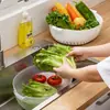 Lavabo Doble para Lavar Verduras con Cesta Escurridora, Cesta con Filtro de Agua, Bandeja de Drenaje de Agua, Cesta para Lavar Frutas y Verduras para Sala de Estar