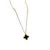 Collar de Trébol de Cuatro Hojas con Diseño de Flor, Collar de Oro Real de Doble Cara para Mujer, Accesorio de Cadena para Clavícula de Moda con Diseño de Doble Cara