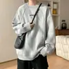 Chaqueta blanca de otoño estilo americano, holgada, sin capucha, con tachuelas, sudadera pesada de marca moderna para adolescentes, cuello redondo para hombre