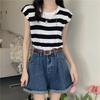 Chaleco camiseta de punto sin mangas para mujer, verano, fino, estilo coreano, holgado, adelgazante, corto, blanco, prenda exterior, moda ins