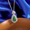 O personagem anel de cabaça de jade natural A goods incrustado em prata S925 anel aberto feminino de luxo da moda verde Fengyang