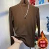 Camisa Negra Base con Cuello de Borrego y Forro Polar para Mujer, Nuevo Estilo Otoño e Invierno 2025, Top de Color Sólido Ajustado con un Diseño Elegante que te Hace Ver Más Delgada