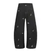 Bordado de Cachorro Dóberman Dibujo Animado Scimitar Jeans Diseño para Hombre Nicho Holgado Pantalones de Pierna Ancha Vibe Marca de Moda
