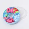 Caja de Almacenamiento de Donas para Niños Set de Accesorios para el Cabello, Compartimentos Múltiples Gomas para el Cabello de Alta Elasticidad, Bandas de Goma Desechables Resistentes a la Tensión Fuerte