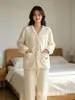 Pijama de Vellón Coral para Mujer Invierno Grueso Ropa Exterior Lindo Franela Ropa para el Hogar Traje Cárdigan Largo Holgado a la Moda
