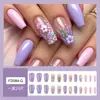 Parches para Uñas con Relieve de Flores Transfronterizos 24 Piezas Manicura Europea y Americana Morada Uñas Más Vendidas Exportación Uñas Portátiles Lindas