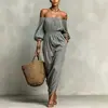 Otoño/Invierno 2026 Nuevo Moda Femenina Europea y Americana Comercio Exterior Amazon Color Sólido Vacaciones Casual Vestido sin Hombros para Mujer