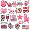 Patches de Tecido Bordados Série Rosa Desenho Animado Transfronteiriço, Patches de Sapato em Formato de Coração, Emblemas Bordados, Acessórios para Roupas, Atacado em Estoque