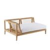 Patio al aire libre Anti-corrosión Teca Mimbre Minimalista Silla de Ocio Nórdico Madera Maciza Asiento Mimbre Silla Reclinable Combinación Sofá