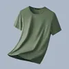 Camiseta de Manga Corta Transfronteriza para Hombre, Corte Ajustado, Nuevo Estilo de Verano, Seda de Hielo, Color Sólido, Top Delgado, Secado Rápido, Camiseta de Manga Corta de Moda para Hombre